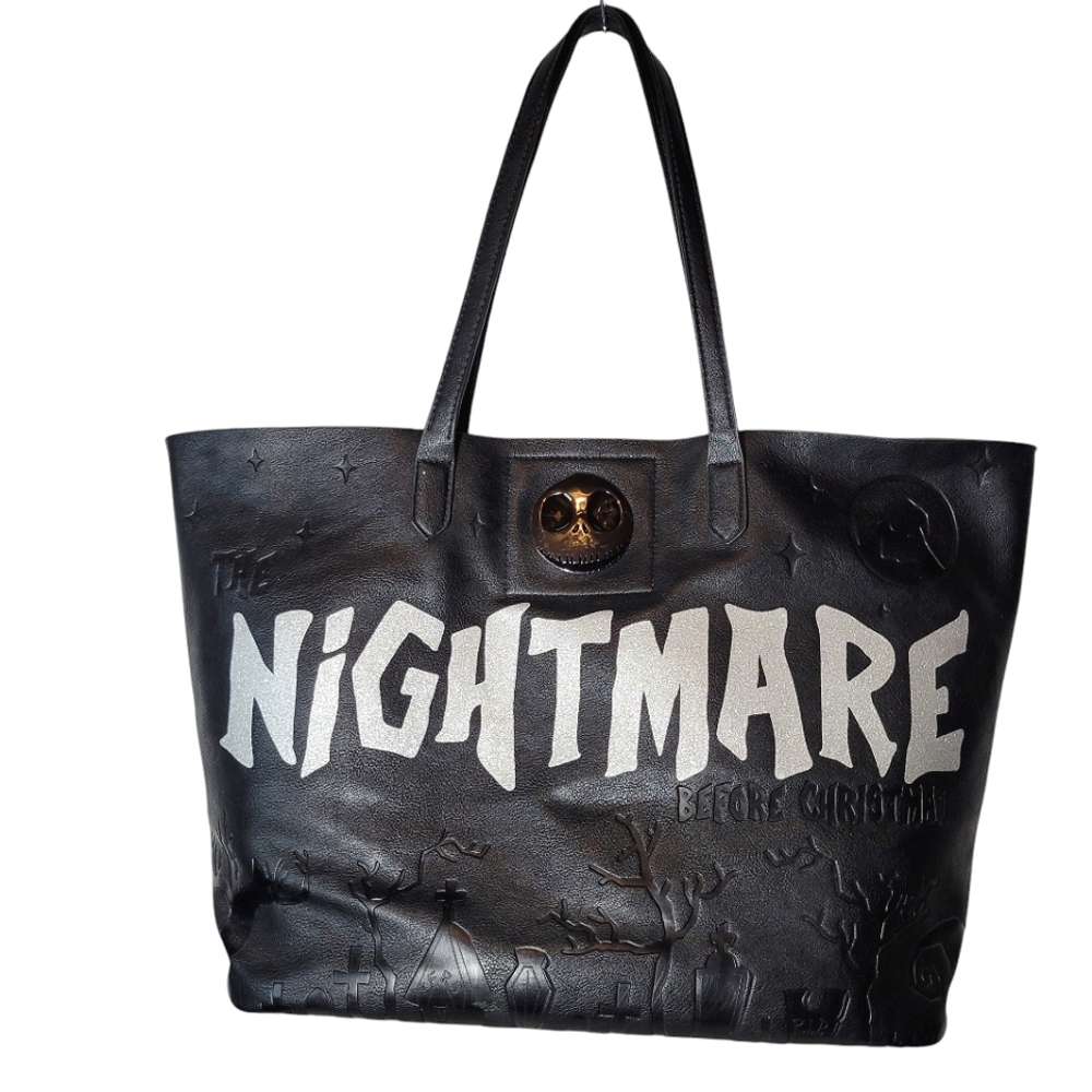 Nightmare Before Christmas black large tote bag with red lining